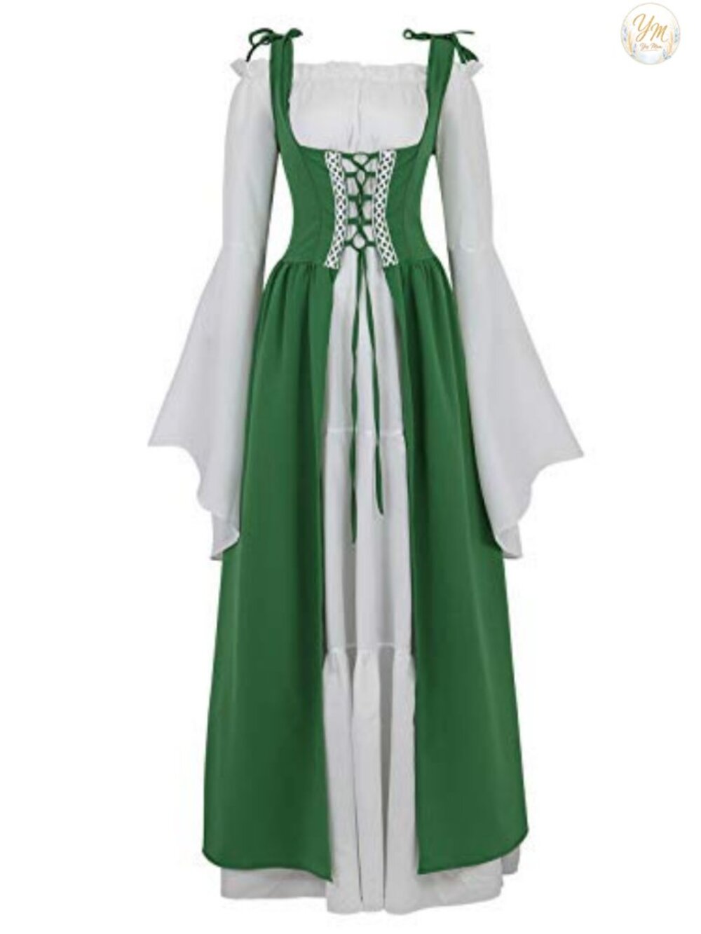 Renaissance Costume Women Flowy Long Sleeve Medieval Dress for Faires